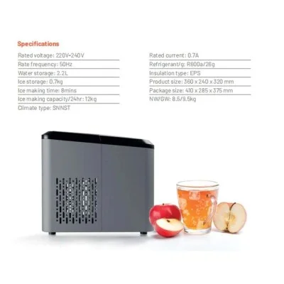 Porodo Lifestyle Portable Outdoor Ice Cube Machine 2.2L -12kg - Black